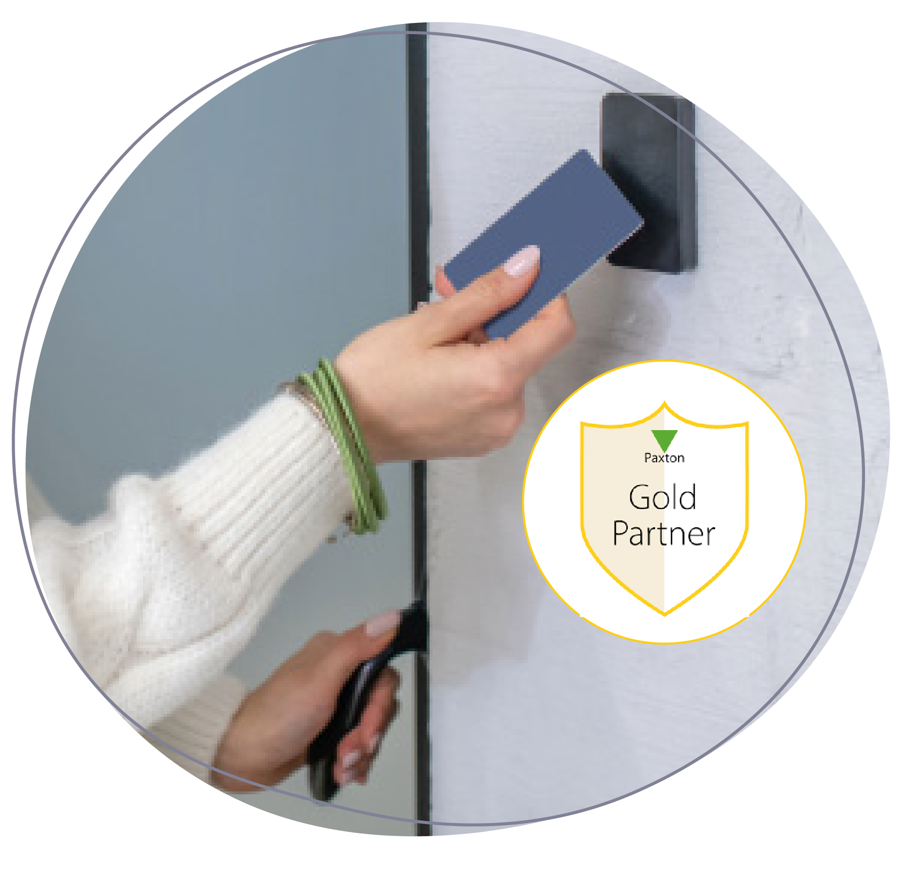 image of a door with access control ability, using a a card to scan a reader