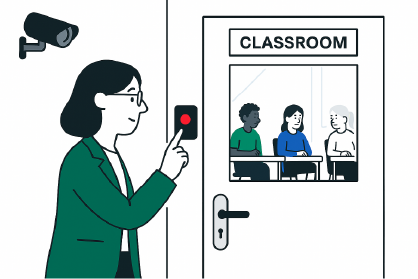 staff locking down a classroom at school